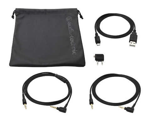 ATH noice cancel cables and bag